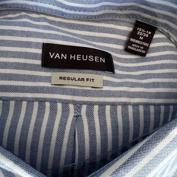 Van Heusen Mens Oxford Blue Striped Long Sleeve - Picture 6 of 7